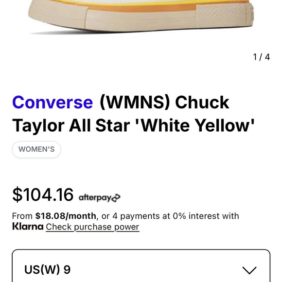 Limited Edition Converse White Canvas Sneakers with Yellow Stripe - Picture 5 of 6